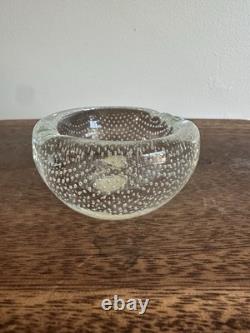 Vintage Seguso Murano Glass Bowl withControlled Bubbles, Bullicante 1.5x2.5