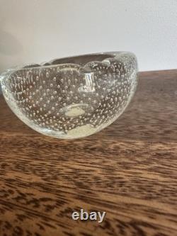 Vintage Seguso Murano Glass Bowl withControlled Bubbles, Bullicante 1.5x2.5