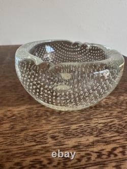 Vintage Seguso Murano Glass Bowl withControlled Bubbles, Bullicante 1.5x2.5