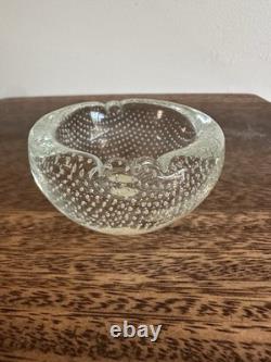 Vintage Seguso Murano Glass Bowl withControlled Bubbles, Bullicante 1.5x2.5