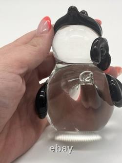 Vintage Seguso Murano Glass Owl Figurine Italy, Black & Purple Accents