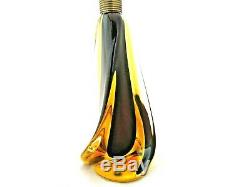 Vintage Seguso Murano Vetri Darte hand blown glass table lamp, brown & amber