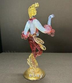 Vintage Set of Murano Venetian Glass Lady Dancers 10 Figurines Pink Blue Gold