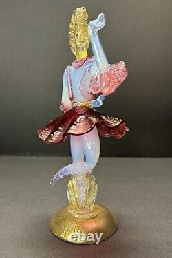 Vintage Set of Murano Venetian Glass Lady Dancers 10 Figurines Pink Blue Gold