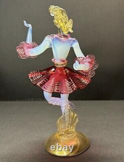 Vintage Set of Murano Venetian Glass Lady Dancers 10 Figurines Pink Blue Gold