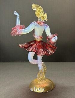 Vintage Set of Murano Venetian Glass Lady Dancers 10 Figurines Pink Blue Gold