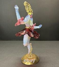 Vintage Set of Murano Venetian Glass Lady Dancers 10 Figurines Pink Blue Gold