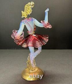 Vintage Set of Murano Venetian Glass Lady Dancers 10 Figurines Pink Blue Gold