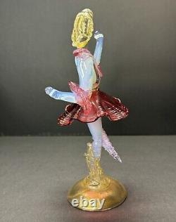 Vintage Set of Murano Venetian Glass Lady Dancers 10 Figurines Pink Blue Gold