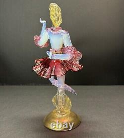 Vintage Set of Murano Venetian Glass Lady Dancers 10 Figurines Pink Blue Gold