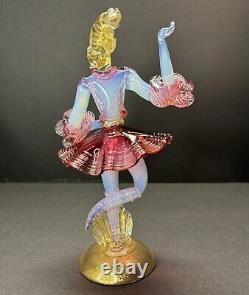 Vintage Set of Murano Venetian Glass Lady Dancers 10 Figurines Pink Blue Gold