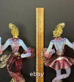 Vintage Set of Murano Venetian Glass Lady Dancers 10 Figurines Pink Blue Gold