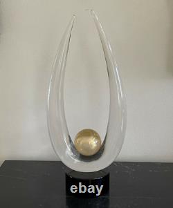 Vintage Signed 15 Tall Italian Seguso Murano Abstract Glass Art Sculpture