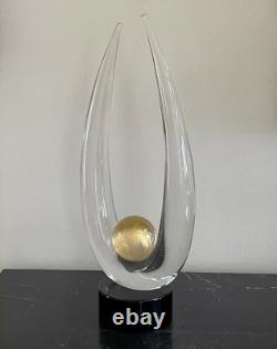 Vintage Signed 15 Tall Italian Seguso Murano Abstract Glass Art Sculpture