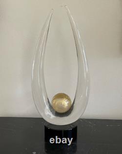 Vintage Signed 15 Tall Italian Seguso Murano Abstract Glass Art Sculpture