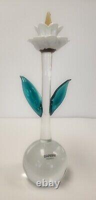 Vintage Signed And Labeled Barbini Murano Flower Paper Weight Glass Sculpture