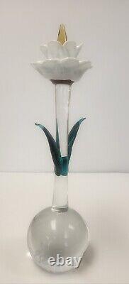 Vintage Signed And Labeled Barbini Murano Flower Paper Weight Glass Sculpture