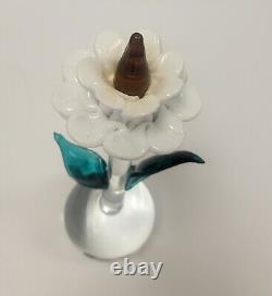 Vintage Signed And Labeled Barbini Murano Flower Paper Weight Glass Sculpture