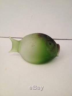 Vintage Signed Cenedese Etched Scavo Murano Glass Large Fish