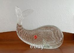 Vintage Signed L Zanetti Glass Whale Sculpture Murano Italy Controlled Bubble