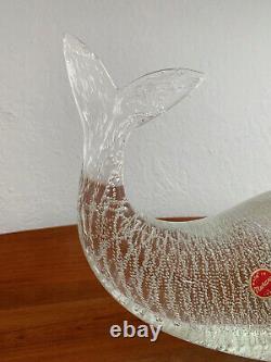 Vintage Signed L Zanetti Glass Whale Sculpture Murano Italy Controlled Bubble