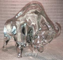 Vintage Signed Licio Zanetti Murano Blown Art Glass Bull Sculpture Statue As Is