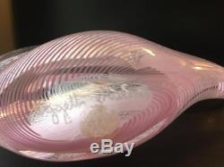 Vintage Signed Murano Art Glass Oggetti Latticino Exotic Pink Fish Sculpture