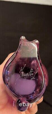 Vintage Signed murano glass cat in lilic