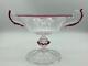 Vintage Signed'salviati' Murano Venetian Glass Compote With Cranberry Handles