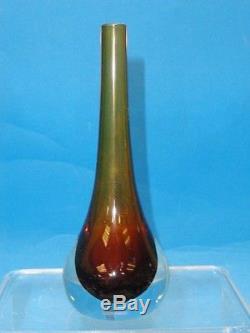 Vintage Sommerso Amber Murano Glass Stem Bud Vase 6 Italy