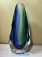 Vintage Sommerso Art Glass Vase Blue Green Heavy Signed Studio GlassMurano Style