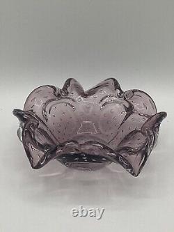 Vintage Sommerso Bullicante Purple Hue Murano Glass Bowl 8