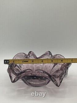 Vintage Sommerso Bullicante Purple Hue Murano Glass Bowl 8