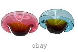 Vintage Sommerso Murano Glass Clamshell Bowls Archimede Seguso