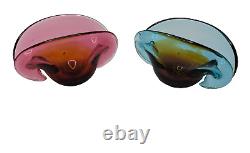 Vintage Sommerso Murano Glass Clamshell Bowls Archimede Seguso