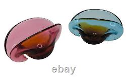 Vintage Sommerso Murano Glass Clamshell Bowls Archimede Seguso