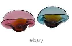 Vintage Sommerso Murano Glass Clamshell Bowls Archimede Seguso