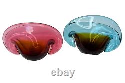 Vintage Sommerso Murano Glass Clamshell Bowls Archimede Seguso