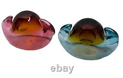 Vintage Sommerso Murano Glass Clamshell Bowls Archimede Seguso