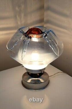 Vintage Space Age Murano Glass chrome Lamp Light Toni Zuccheri For Mazzega Italy