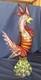 Vintage Stunning Hand Blown Murano Glass Rooster 13 Italy GOLDS And Reds