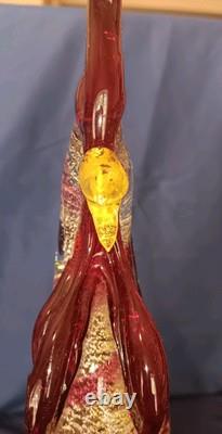 Vintage Stunning Hand Blown Murano Glass Rooster 13 Italy GOLDS And Reds