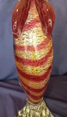 Vintage Stunning Hand Blown Murano Glass Rooster 13 Italy GOLDS And Reds