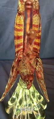 Vintage Stunning Hand Blown Murano Glass Rooster 13 Italy GOLDS And Reds
