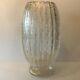 Vintage Toso Murano Art Glass Vase Clear With Gold Controlled Bubbles Signed