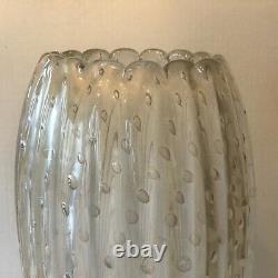 Vintage Toso Murano Art Glass Vase Clear With Gold Controlled Bubbles Signed