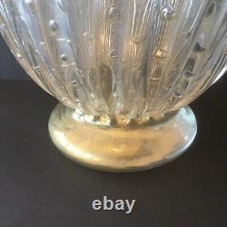 Vintage Toso Murano Art Glass Vase Clear With Gold Controlled Bubbles Signed