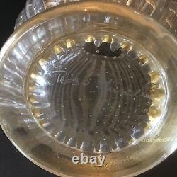 Vintage Toso Murano Art Glass Vase Clear With Gold Controlled Bubbles Signed