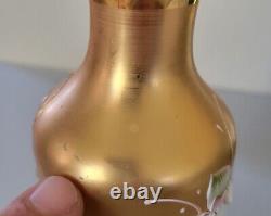 Vintage Trefuochi Murano Italy 24k Gold Vase Clear Glass Raised Floral Signed