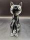 Vintage V. Nason Murano Art Glass Seated Cat Figurine Italy Sommerso Smoke 5.25